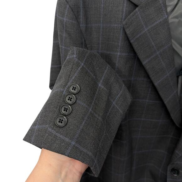 Peter Millar Blazer 50T Wool Unstructured Windowpane Gray Blue Sport Coat - Picture 9 of 12